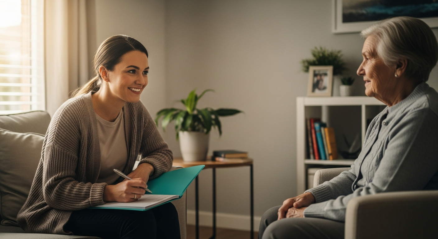 Cuidadores acompañando a un residente