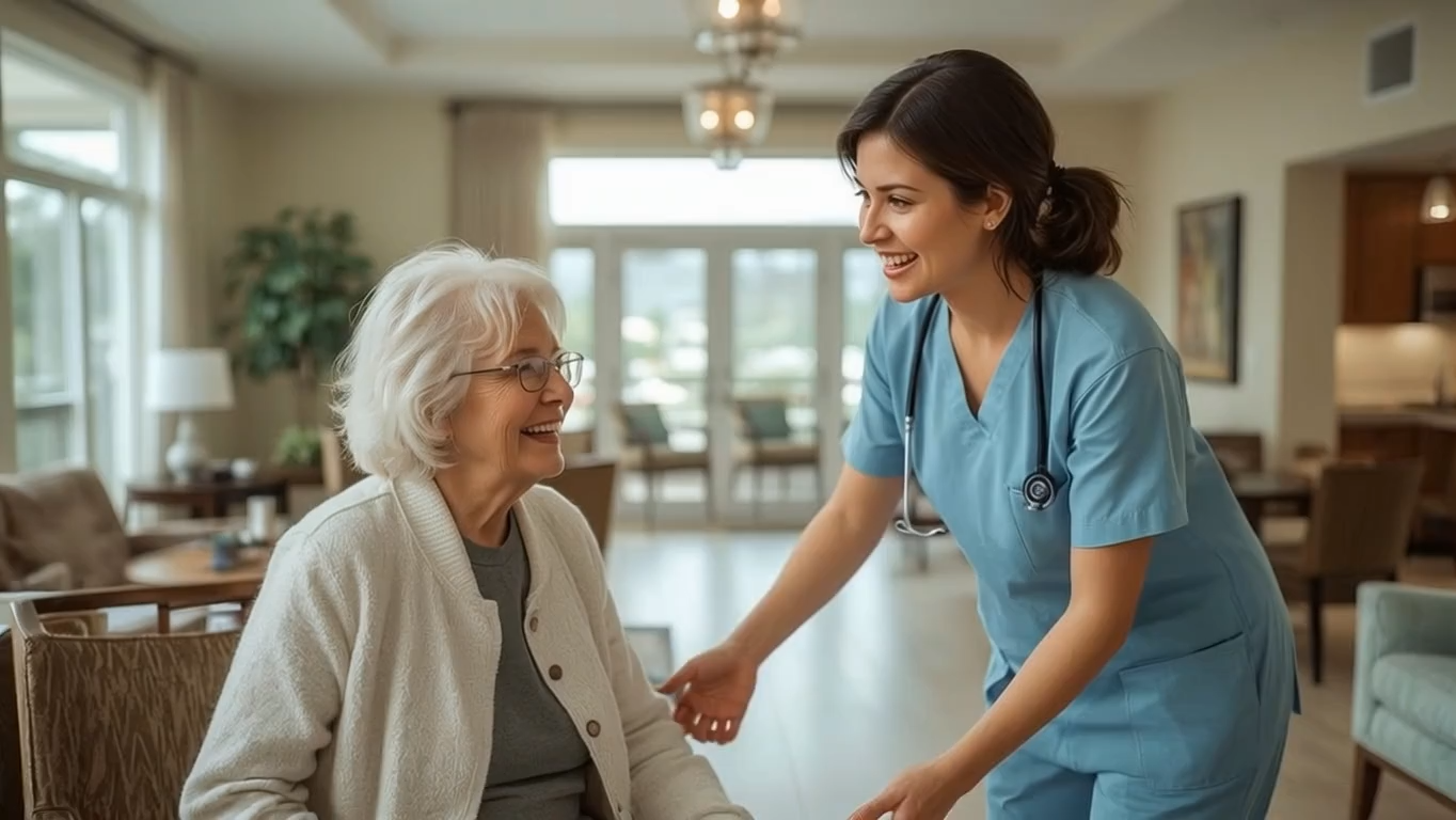 Equipo de La Casa de las Brisas cuidando a un residente